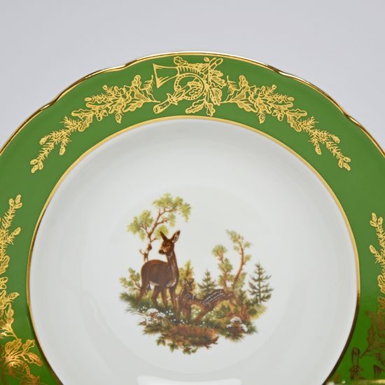 Plate - Deep set for 6 pers. 23 cm, Mary-Anne, Green Hunter, Leander 1907