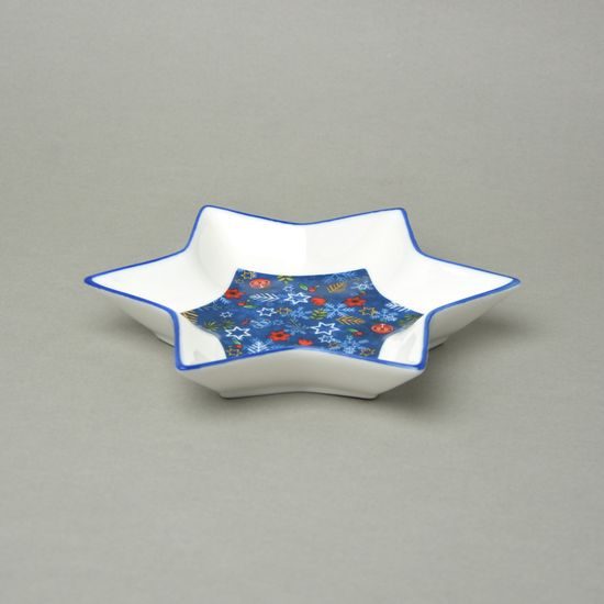 Bowl Star 21 x 21 cm blue, new bone china, EGAN