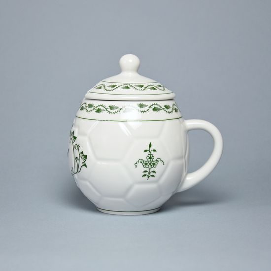 Hrnek na med s víčkem a nápisem Med 0,40 l, Zelený cibulák, Český porcelán, a.s.