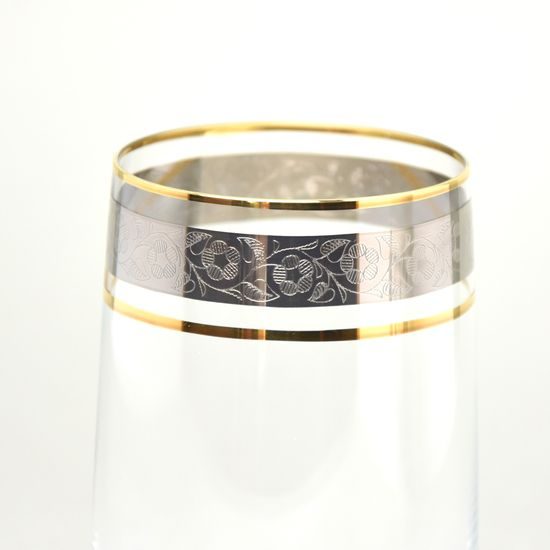 Ideal 380 ml, ZLATO-PLATINA, sklenice na vodu, whisky, koňak, 1 ks., Crystalex CZ