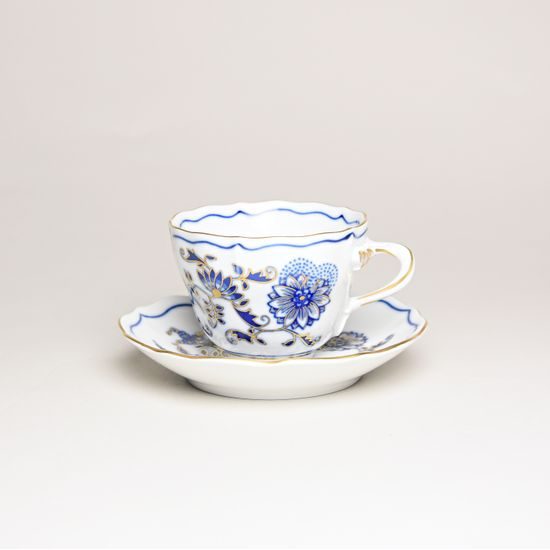 Cup and saucer A + A, 80 ml / 11 cm for mocca (mini coffee), Original Blue Onion + gold Pattern