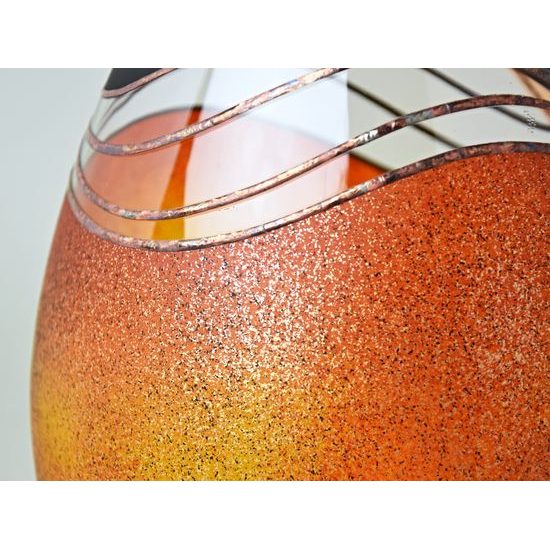 Studio Miracle: Vase Yellow-Orange, 25 cm, Hand-decorated by Vlasta Voborníková
