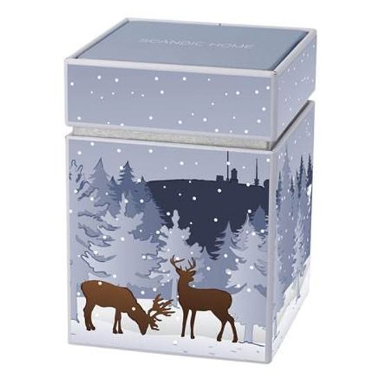 Tea tin Winter Woods 7.5 / 7.5 / 11 cm, metal, Scandic home, Goebel