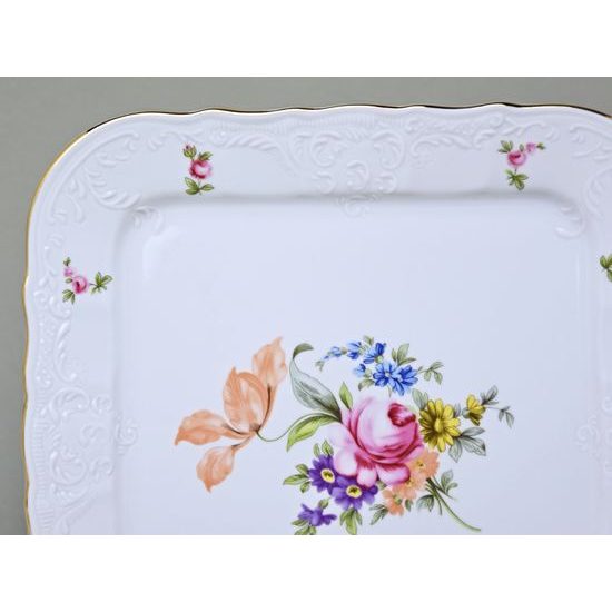 Tray square 26 cm, Thun 1794 Carlsbad porcelain, BERNADOTTE Meissen Rose