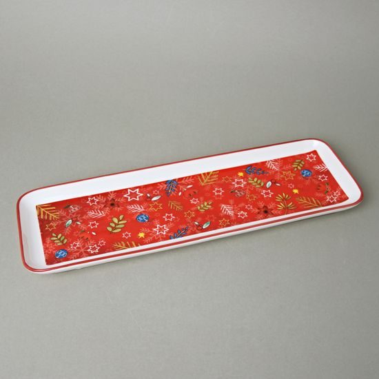 Christmas platter 33 x 11 cm, new bone china, EGAN