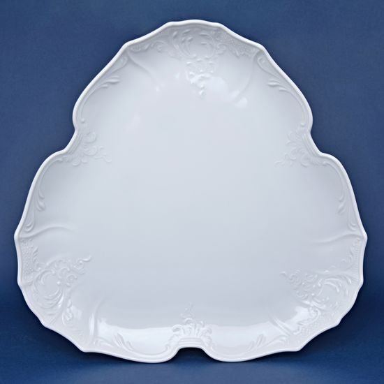 Platter 33 cm triangular (flat dish), Thun 1794 Carlsbad porcelain, BERNADOTTE white