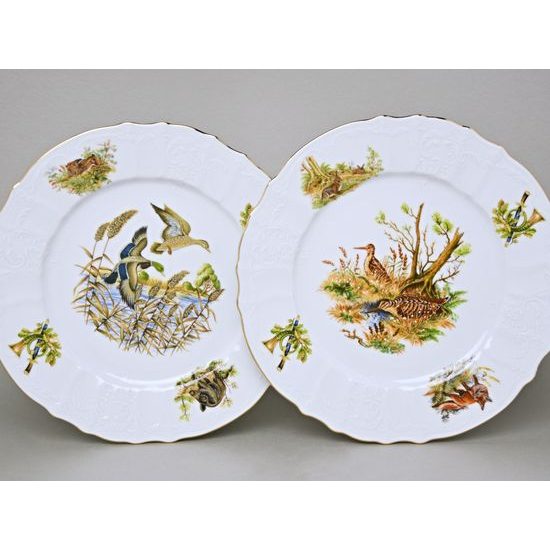 Dining plate 27 cm, set of 6 pcs., Thun 1794 Carlsbad porcelain, BERNADOTTE hunting