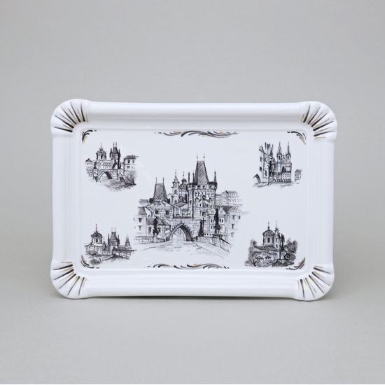 Porcelain Tray with Prague Motifs (Decor No. 3), Vilém Janoušek, Český porcelán a.s.