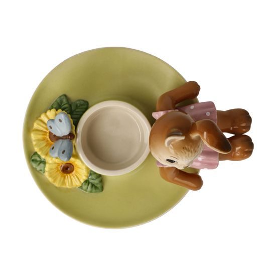 Candle holder with rabbit 15.5 / 12.5 / 11cm, stoneware, Goebel