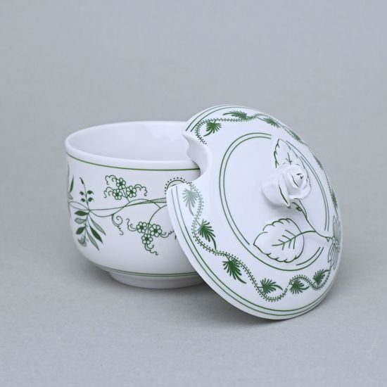 Cukřenka bez oušek s víčkem s výřezem 0,20 l, zelený cibulák, Český porcelán a.s.