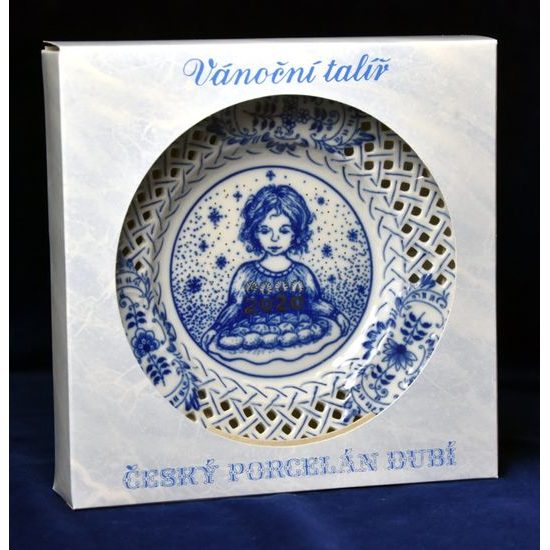 Annual plate 2020, wall, perforated, 18 cm, Original Blue Onion Pattern