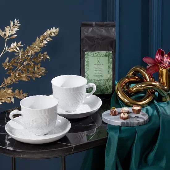 Šálek 250 ml + podšálek 16,5 cm na cappuchino - Labutě, Míšeňský porcelán