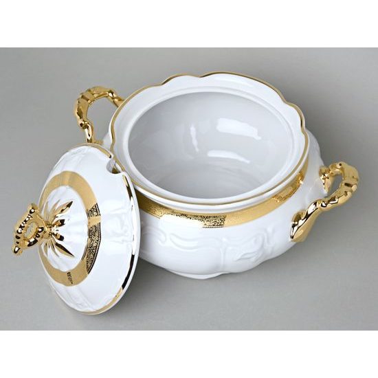 Soup tureen 3,5 l, Marie Louise 88003 gold, Thun 1794, karlovarský porcelán