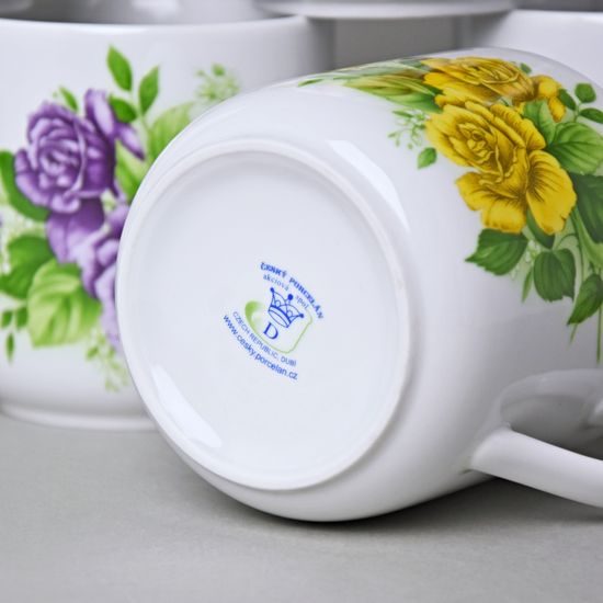 Hrnek Pětka 0,38 l, růže - sada 6 ks., Český porcelán a.s.