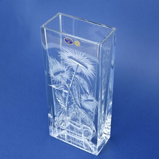 Crystal Hand Cut Vase Brick 2 - Thistle decor, 303 mm, Crystal Bohemia Poděbrady