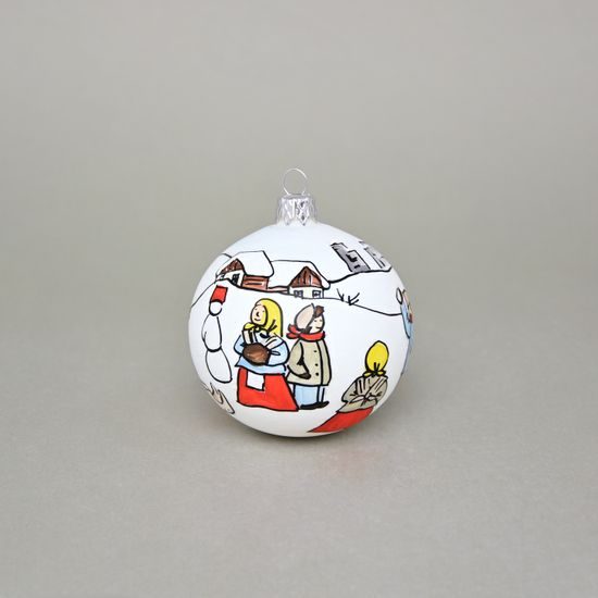 Christmas Tree Decoration Ball "Czech Winter 1918", 7,5 cm, Decor n. 1, Hand-decorated