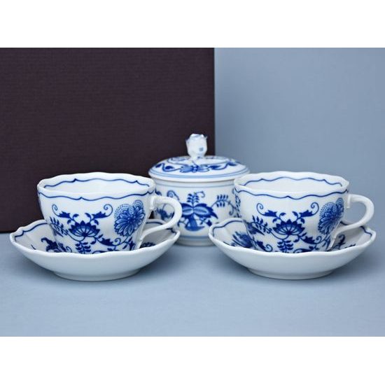 Set of coffee cups + sugar bowl in giftbox, Original Blue Onion Pattern