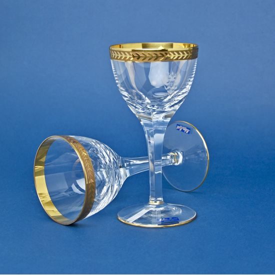 Wine Glasses 150 ml, Golden Stripe, 15,7 cm, set 2 pcs, Milan Mottl