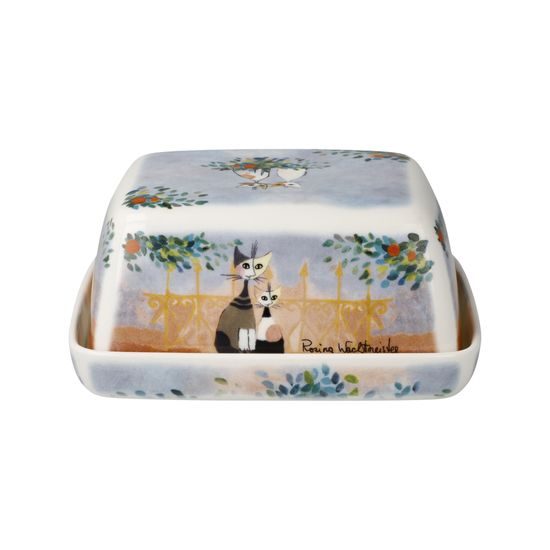Máslenka Tempi felici 14 / 11,5 / 6 cm, jemný kostní porcelán, Kočky Goebel R. Wachtmeister