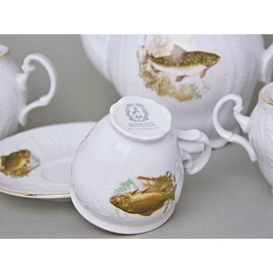 Coffee set for 6 pers., Thun 1794 Carlsbad porcelain, BERNADOTTE fishing
