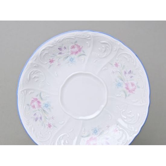 Saucer 140 mm, Thun 1794 Carlsbad porcelain, BERNADOTTE blue-pink flowers