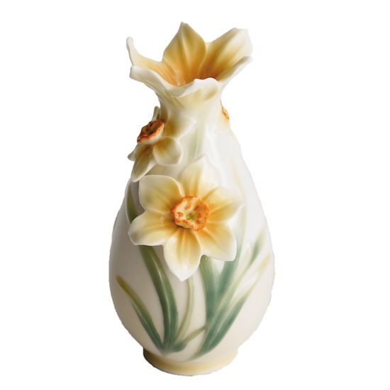DAFFODIL TOPPER DESIGN SCULPTURED porcelain small vase, FRANZ porcelain