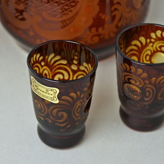 Egermann: Liqueur set Amber, Yellow Stain, 7 piece