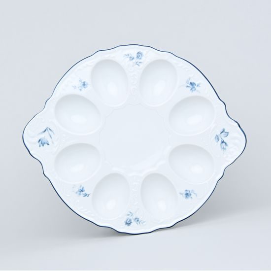 Egg tray with handles 25 cm, Thun 1794 Carlsbad porcelain, BERNADOTTE blue flower