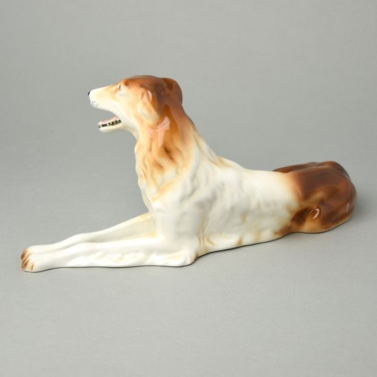 Chrt ležící 30 x 12 x 13 cm, Luxor, Porcelánové figurky Duchcov