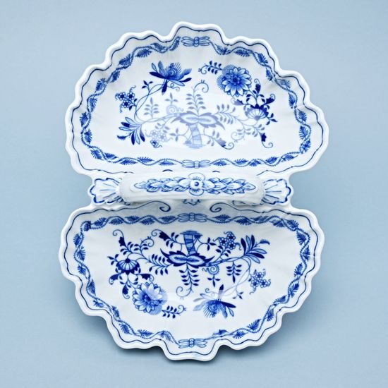 2-Compartment dish 28 cm, (2nd Quality), Original Blue Onion Pattern