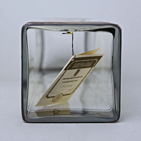 Studio Miracle: Vase White-black, Square, 30 cm, hand decoration Vlasta Voborníková