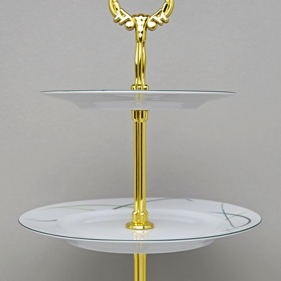 Cake stand 3 pcs. 34 cm, Thun 1794, karlovarský porcelán, OPÁL grass