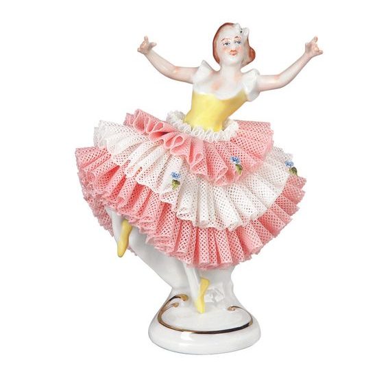 Dancer with lace 7 x 6,5 x 15 cm, Kurt Steiner, Porcelain Figures Unterweissbacher