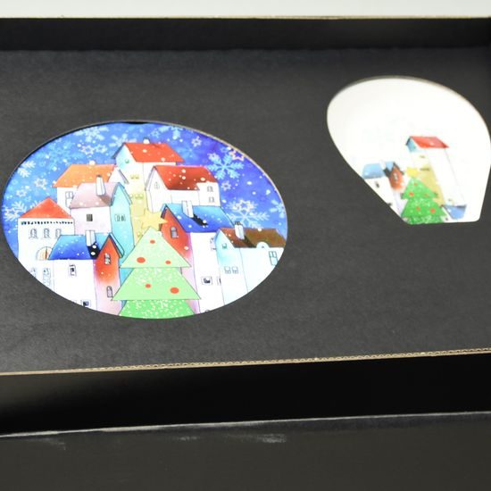 Kitchen shovel 21 x 10 cm + kitchen mat, Christmas village, new bone china EGAN