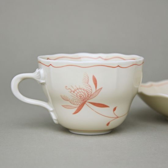 Šálek a podšálek B + B, 210 ml / 14 cm na kávu, cibulák ECO červený na ivory, Český porcelán a.s.