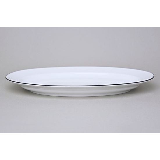 Dish oval flat 32 cm, NINA black line, Thun 1794 karlovarský porcelán