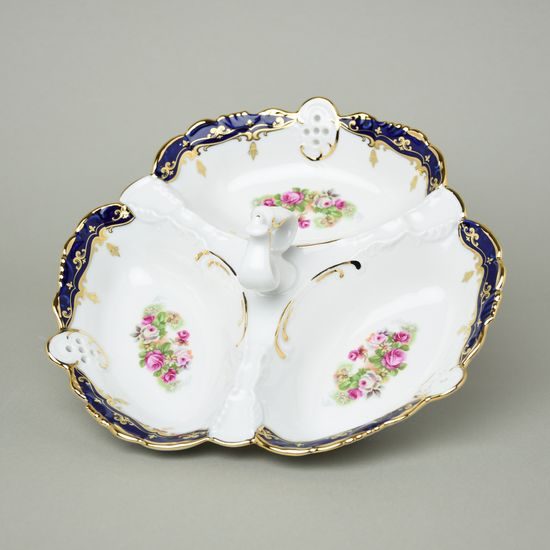 440: Cabaret bowl 23 cm, Diana, cobalt + roses, Leander Loučky