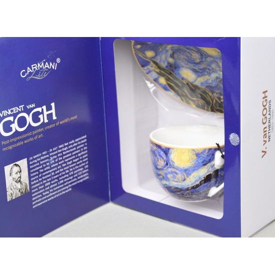 Šálek 250 ml + podšálek 140 mm, Vincent van Gogh, Hvězdná noc, porcelán Carmani