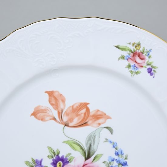 Plate flat 25 cm, Thun 1794 Carlsbad porcelain, BERNADOTTE Meissen Rose