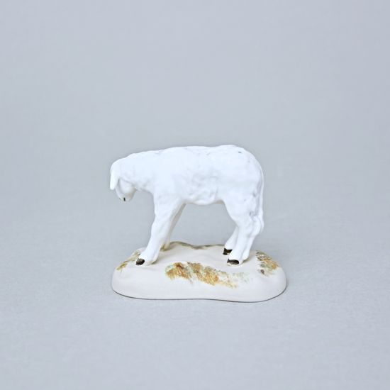 Jehně na podstavci s hlavou dolů, 4,5 x 7 x 6 cm, Pastel, Porcelánové figurky Duchcov