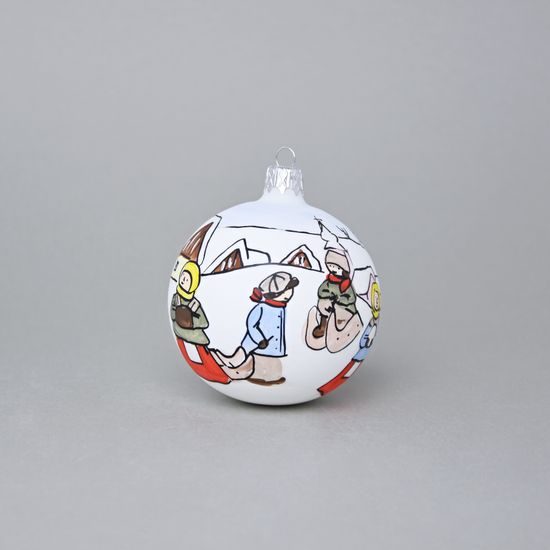 Christmas Tree Decoration Ball "Czech Winter 1918", 7,5 cm, Decor n. 2, Hand-decorated