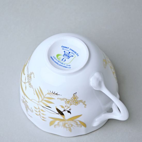 Šálek vysoký B, 210 ml na kafe, zlatý Cibulák, Český porcelán z Dubí