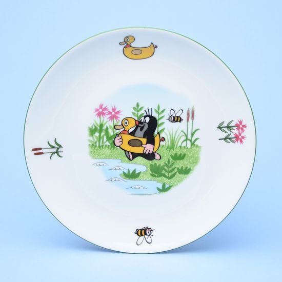 Talíř mělký 21 cm coup s Krtečkem a kačenkou, Thun 1794, karlovarský porcelán, Dětské soupravy a hrnky s Krtečke