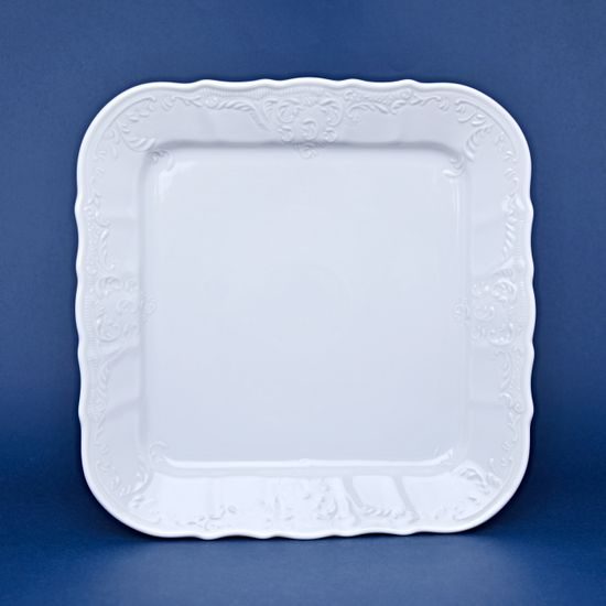 Platter square 26 cm, Thun 1794 Carlsbad porcelain, BERNADOTTE white