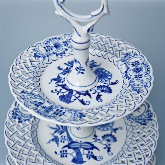 3-compartment dish 18 + 24 + 27 cm PLATES - perforated, Original Blue Onion Pattern