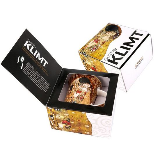 Hrnek 350 ml, G. Klimt, Polibek, kostní porcelán Carmani