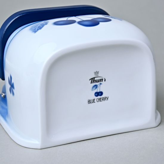 Wall dose with wooden lid 15 x 17 x 10,5 cm, Thun 1794, karlovarský porcelán, BLUE CHERRY