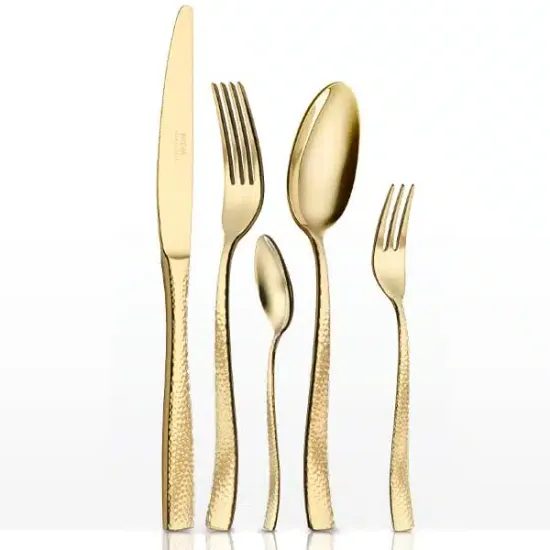 24 pcs. cutlery set, Posata MARTELLATA gold, NEVA cutlery