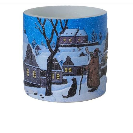 Tea light Latern with 3D illustration of JOSEF LADA "Watchman", Glassor