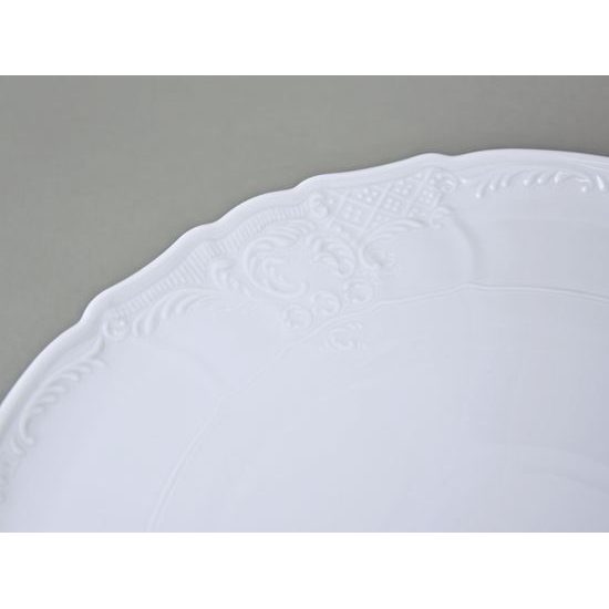 Talíř dortový na noze 32 cm, Thun 1794, karlovarský porcelán, BERNADOTTE bílá